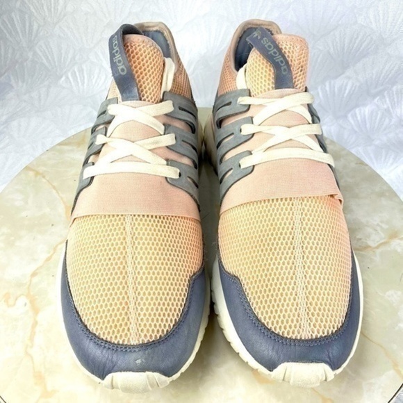 Adidas Tubular Radial Light Orange/Gray Suede Knit Athletic Shoes (size 11) - Picture 3 of 10